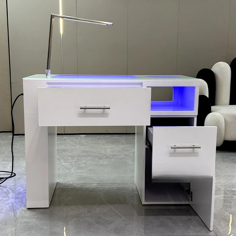 Nail Salon White  with Drawer Cabinet Solid Wood  Table Simple  Table