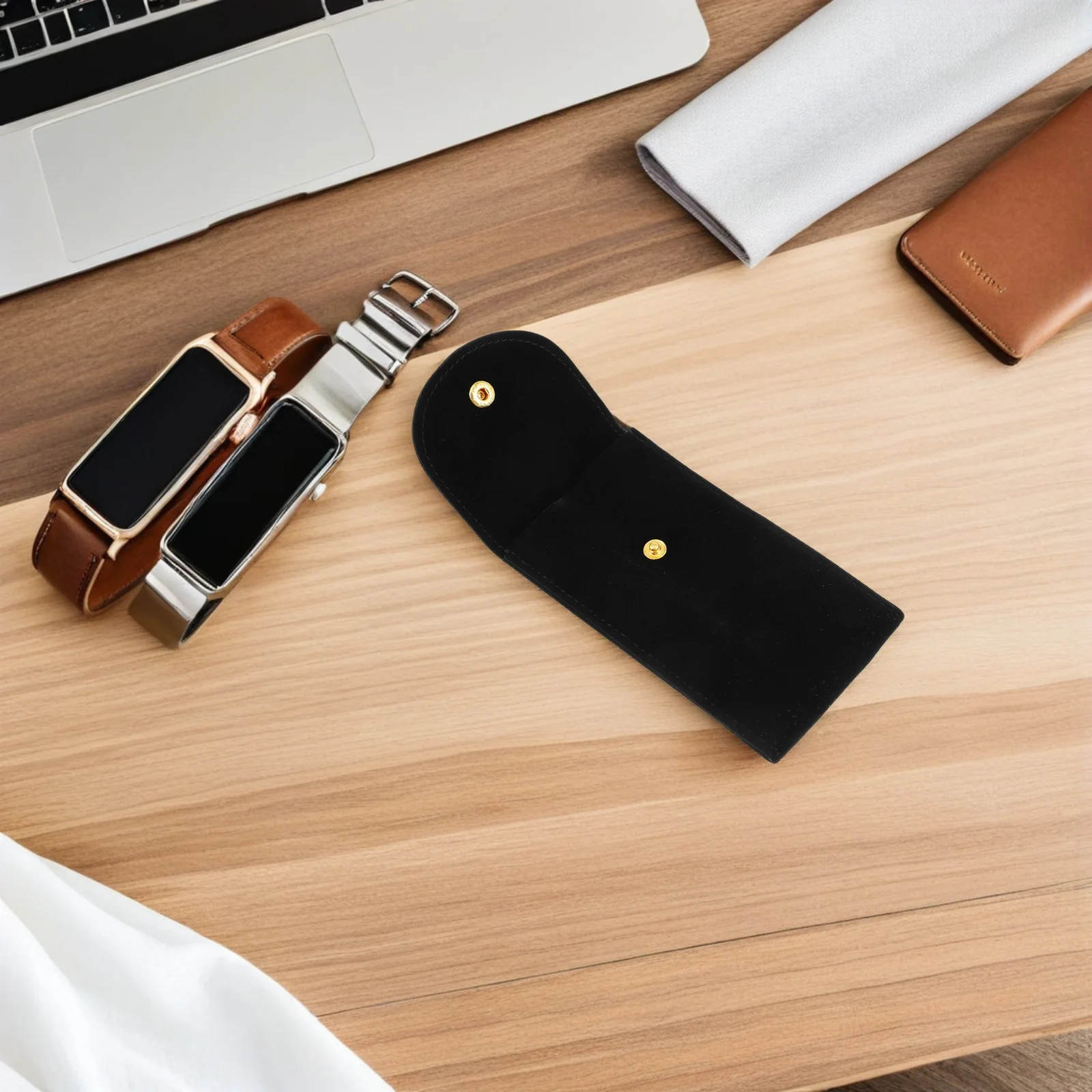 

5Pcs Watch Travel Case Soft Fabric Snap Button Portable Organizer Storage Bag for Men Women Single Wristwatch Holder