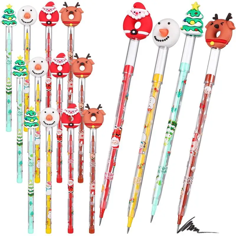 

16 Pcs Cartoon Christmas Pencil Student Pencils For Kids Bulk 1700X320X110CM Plastic Office Stuff And Erasers