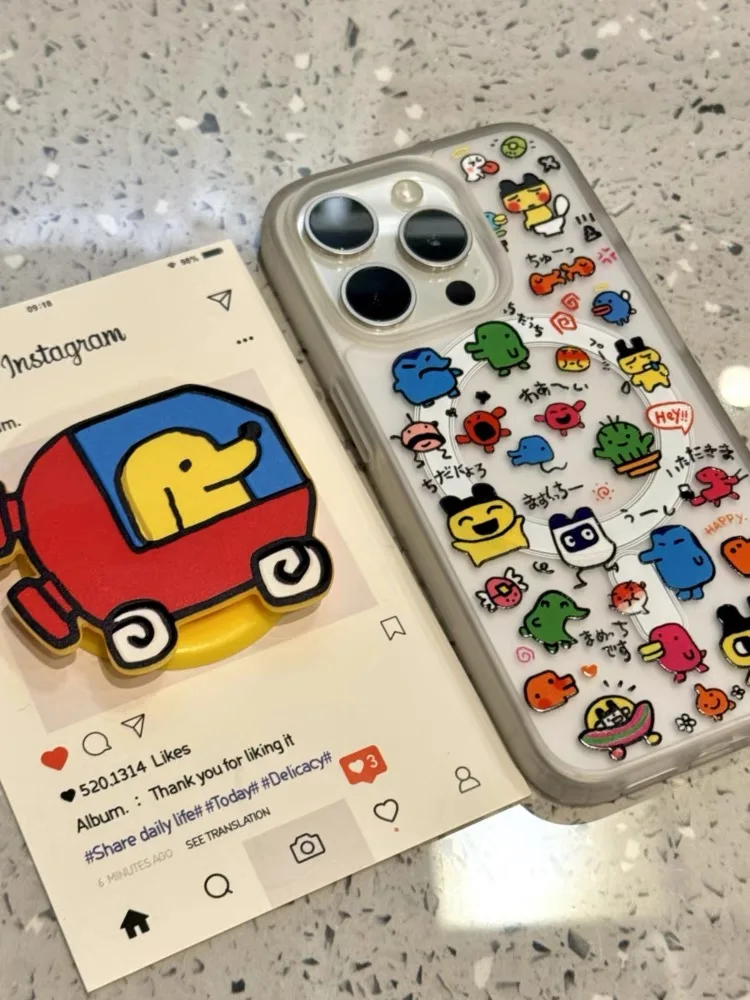 Cartoon Full Screen Tamagotchi For Magsafe Wireless Charge Phone Case For iPhone 11 12 13 14 15 16 17 Air Pro Max Plus Y2K Cover - náhled 2