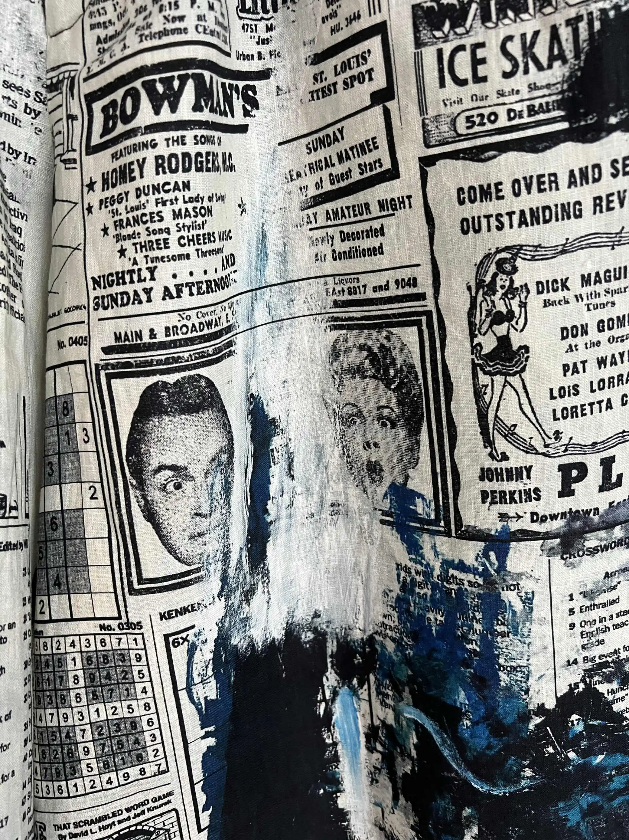 TOP-YAMAMOTO's original design, painted newspaper printing, capri pants, workwear shorts, male hip-hop street