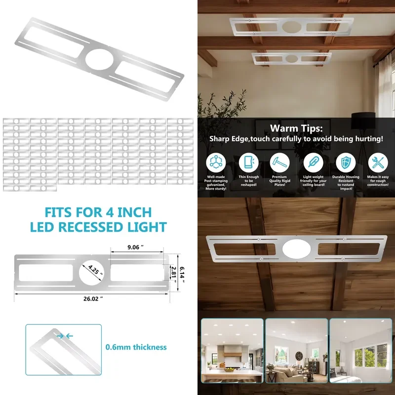 for New Mounting Plate Rough Processing Pre-installed Bracket  4 6 Inch Wafer Lamp Galvanized Metal Plate