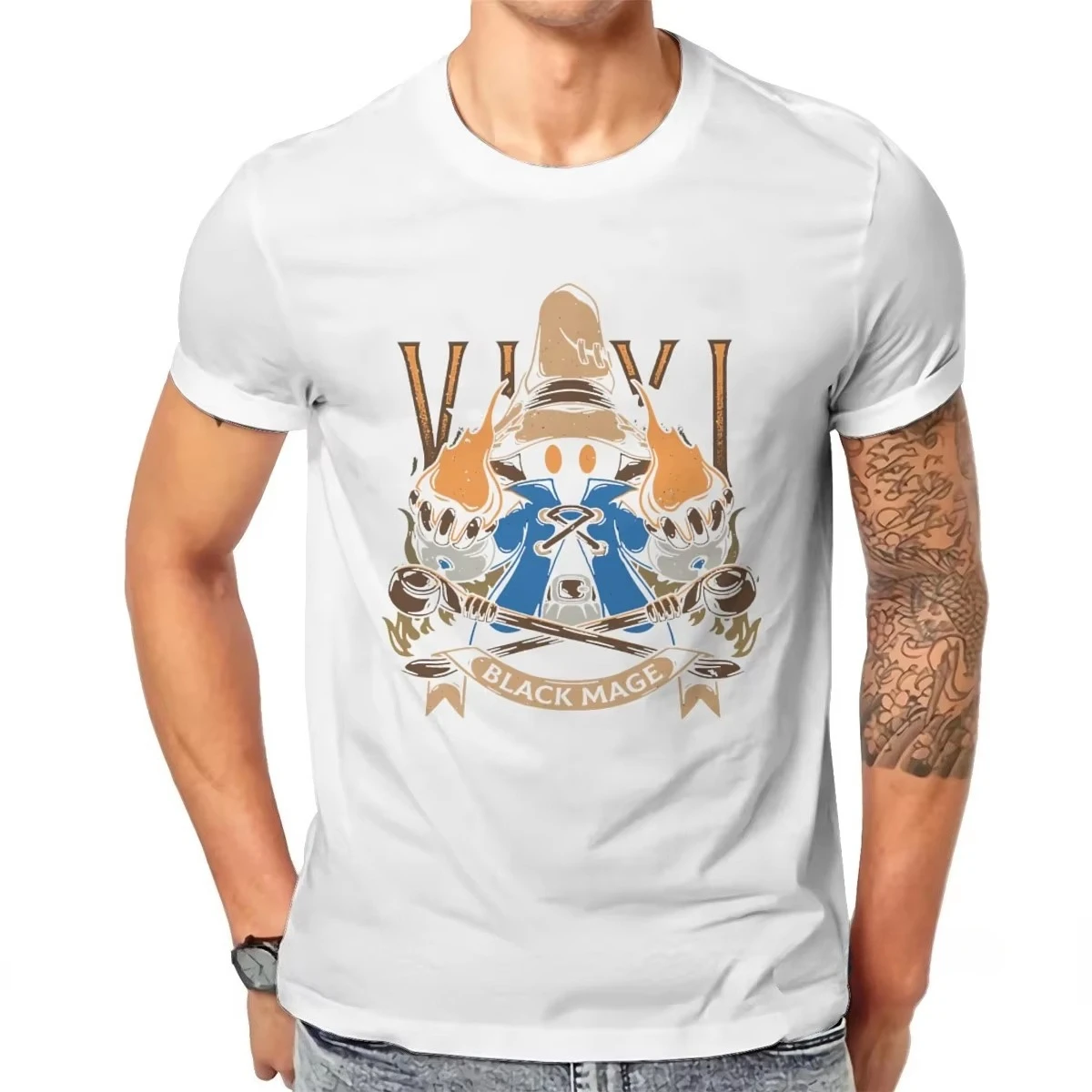 Final Fantasy Cid Vivi Black Mage Chocobo Gewaschenes Baumwoll-T-Shirt Unisex Spiel Rundhals Kurzarm Streetwear Casual Oberteil – Detail 5