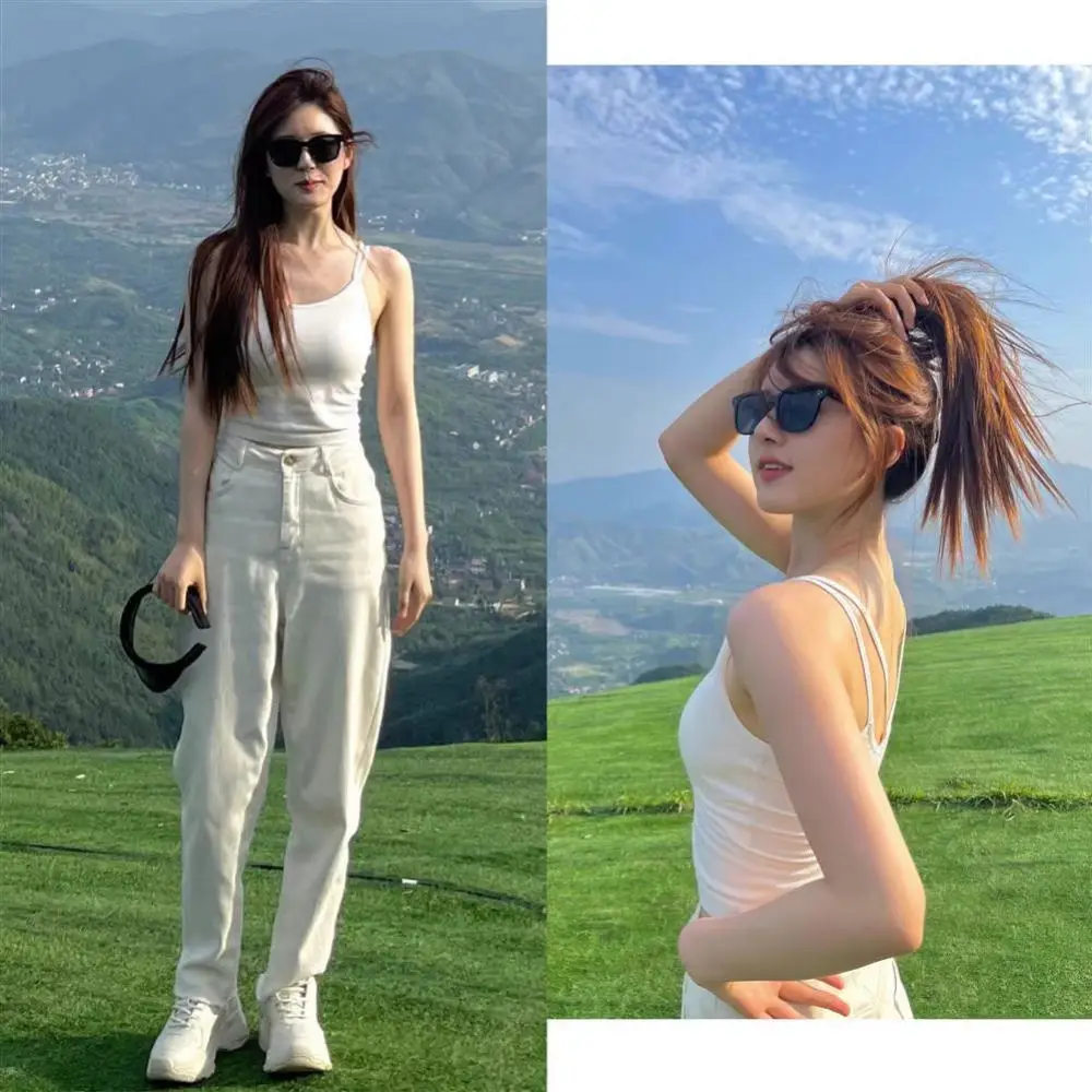 Sexy Backless Tank Top Women Hollow Out Cross Strap Camisole Built In Chest Pad Summer Casual Solid Color Fashion Vest