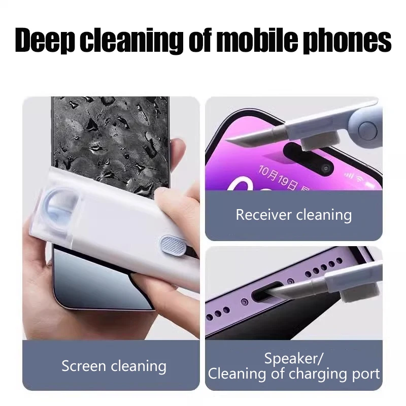 7 In 1 Computer Keyboard Cleaner Brush Kit Screen Cleaning Multifunctional Headset Case Cleaning Tools Spray Bottle Clearing Ash