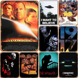 Armageddon I Want to Beleive Metal Tin Signs Vintage Movie poster Plate Wall Decor for Bars Man Cave Cafe Clubs Garage Retro