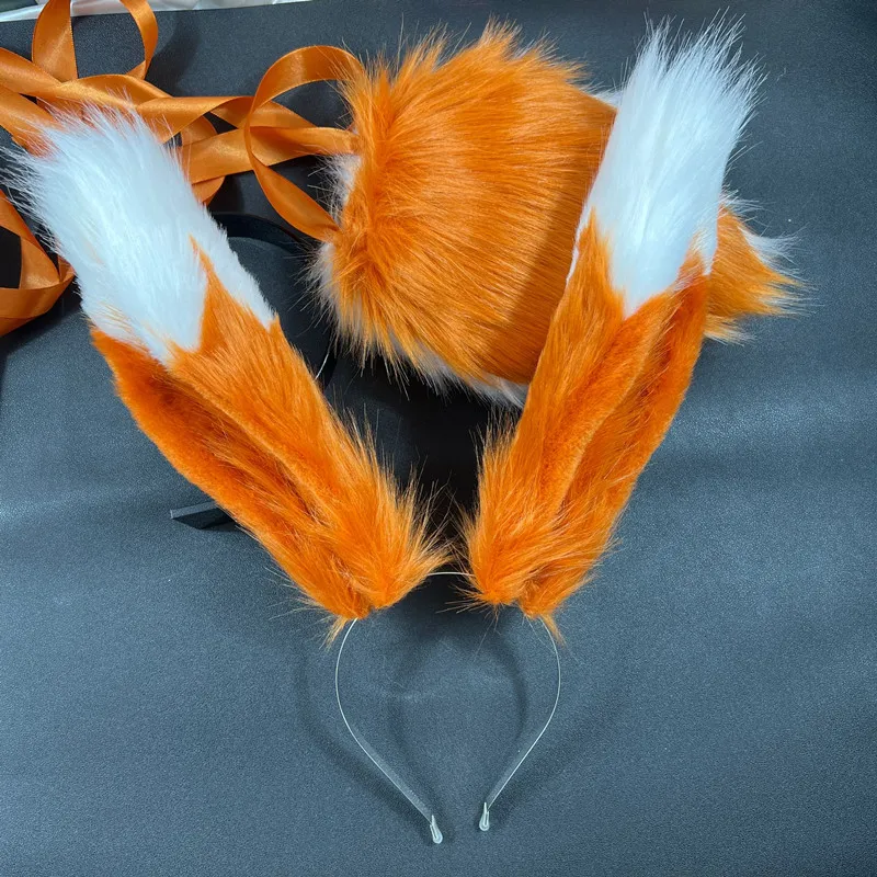 Custom for Halloween Aurora Cosplay Bunny Ears Tail Rubbit Ears Headwear Costume Props Hand Made Lovely Hollaween Wig Accessory