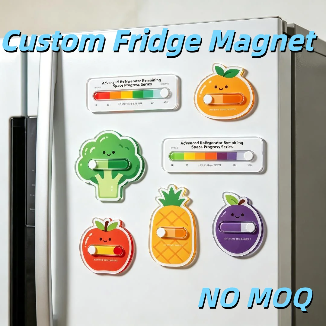 Custom Slider Fridge Magnet Personalized Fruit Vegetable Acrylic Refrigerator Magnets Sliding Progress Bar Home Decor Gift