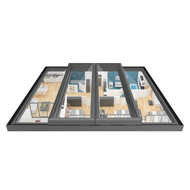 Dual Tempered Glass Villa Skylight Aluminum Alloy Frame Automatic Solution Sloping Roof Sliding Marine Boat Skylight