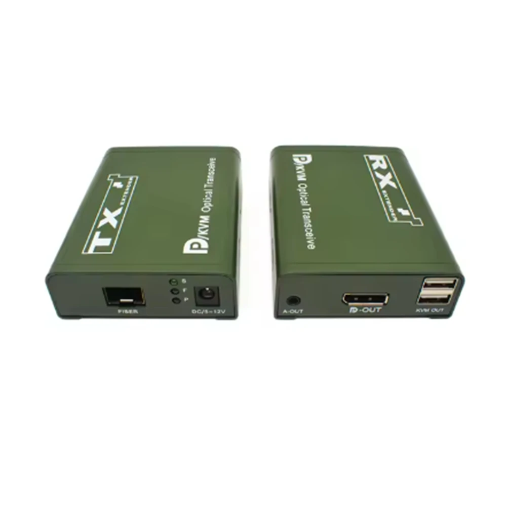 ABKN-20Km DP Fiber KVM Extender Transceiver Over LC Fiber Optical Cable USB KVM DP Video Transmitter And Receiver