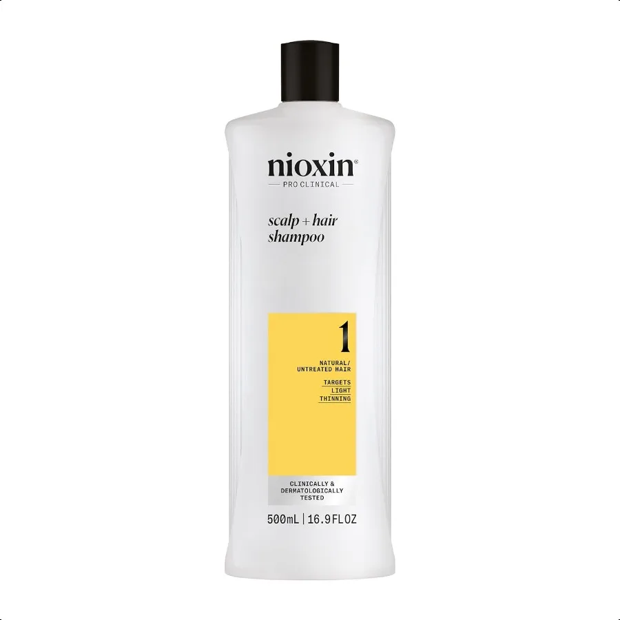 Nioxin System 1, Kopfhaut- und Haarverdickungsshampoo für natürliches Haar mit leichtem Ausdünnung, gegen Bruch mit Niacinamid Bi