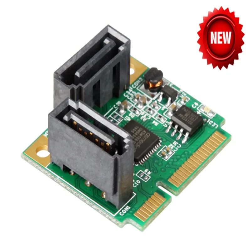 RAID 2-Ports SATA 3.0 mini PCIe Controller Card mini PCI-e to Dual SATA III 6Gb converter + RAID0 RAID1 JOBD bracket