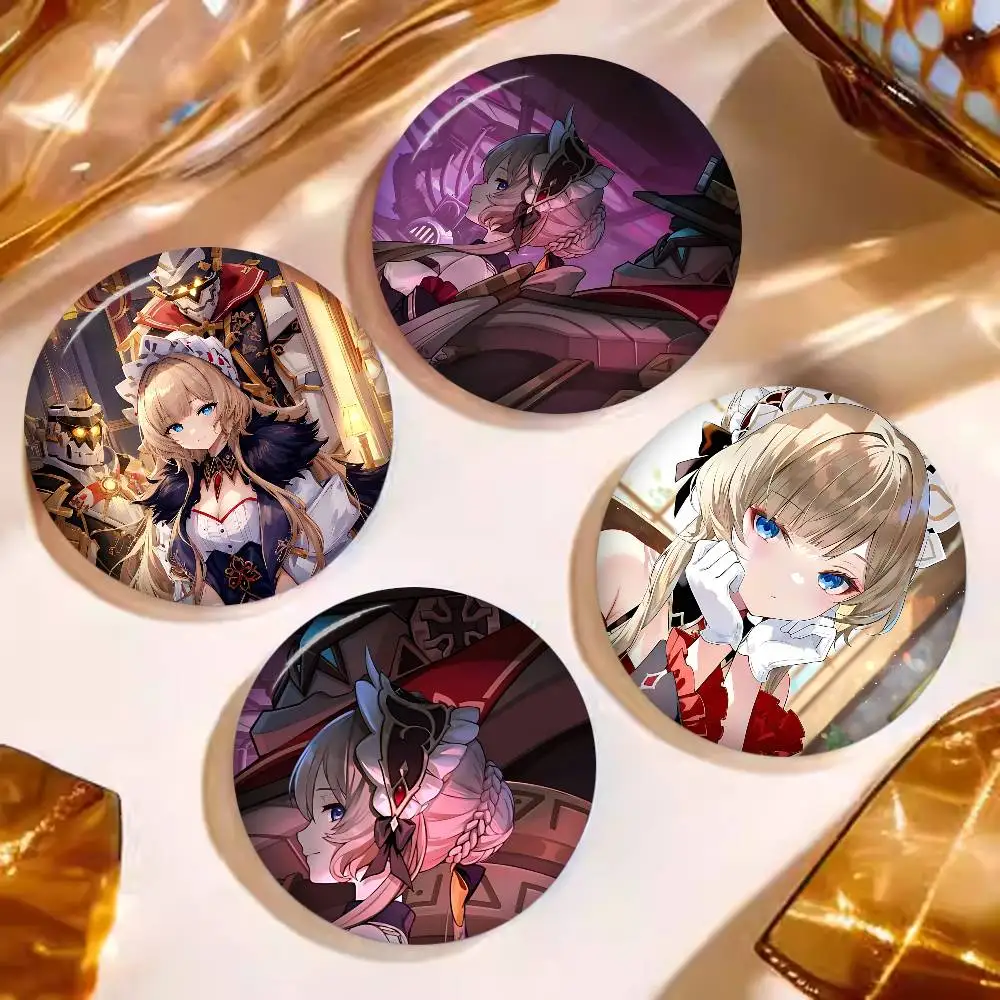 Anime Game Genshin Impact Sandrone Round Button Pins Slogan Creative Brooches Backpack Clothes Decoration Cartoon Jewelry Gifts