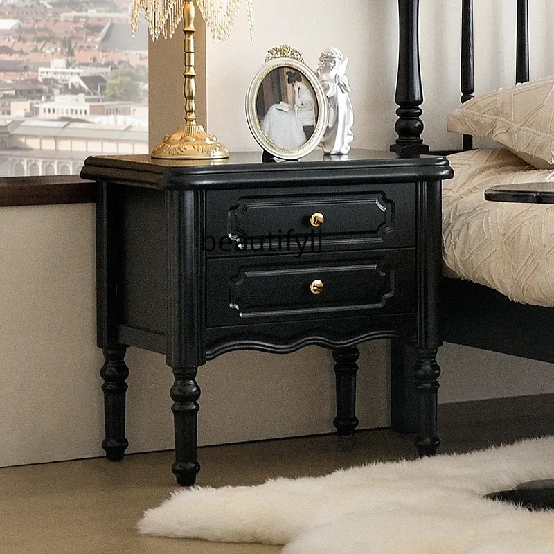 

X Bedside table solid wood, retro, bedroom modern simple light luxury storage advanced