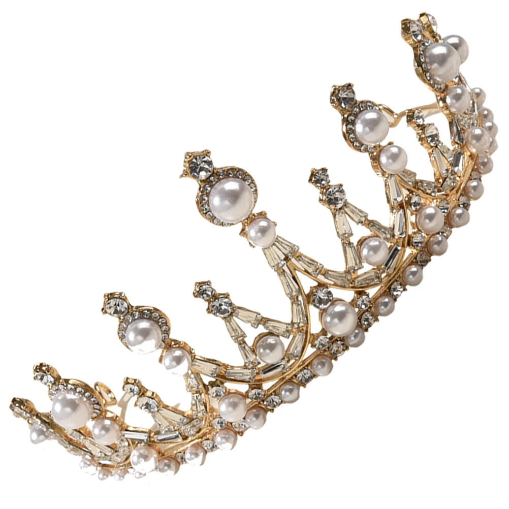 

Pearl Headb Crown Hair Tiara Wedding Bridal Headdress Zinc Alloy Rhinestone Elegant Jewelry Birthday Party Live Streaming
