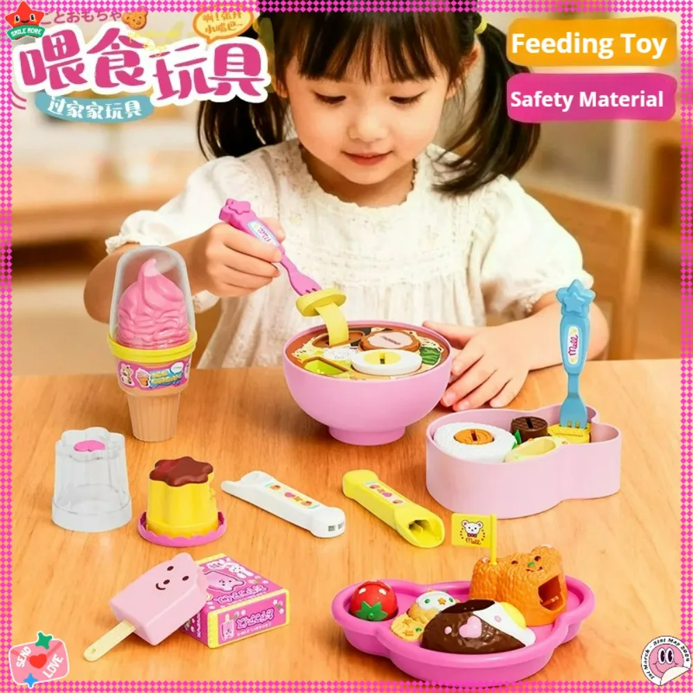 Voedselpuddingvoerspeelgoed, NIEUW 6 soorten - IJs/Pudding/Bento/Ramen met dienblad Rollenspel Vroeg onderwijs Speelhuisspeelgoed