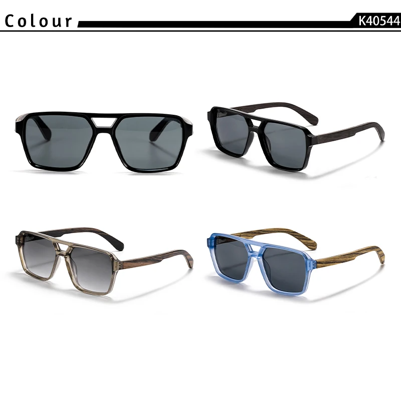 CATERSIDE Piloten-Sonnenbrille für Herren, Massivholz-Bügel, flaches Doppelbrücken-Design, Sonnenbrille für Damen, Sommer-Outdoor-Modebrille – Detail 11