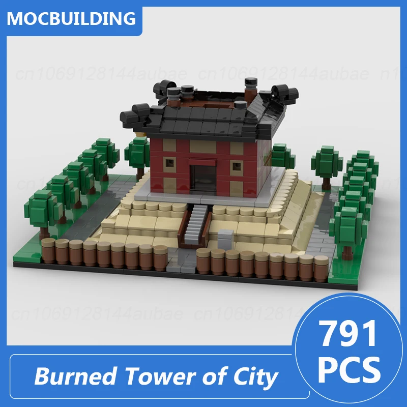 

Burned Tower of City Model Moc Building Blocks Diy Assemble Bricks Architecture Educational Creative Collect Toys Gifts 791PCS