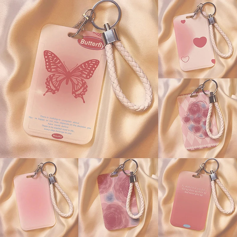 

1Pc Women Men Business Card Holder Cartoon Cute Credit Card Holders With Keyring Bank ID Holders Badge Child Bus Card Cover Case