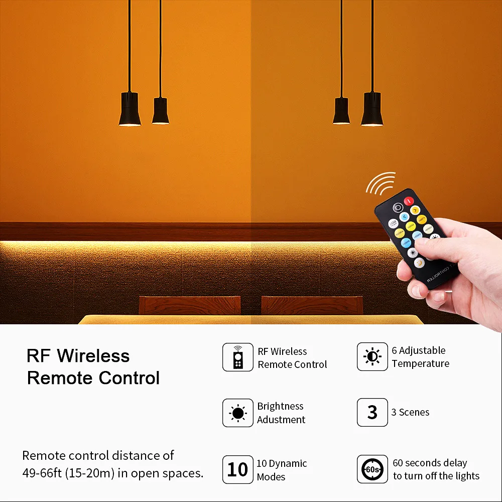 17 Keys Color Temeprature CCT LED Dimmer RF Remote Controller With DC 5V 12V 24V Connector For Bicolor COB LED Strip Light