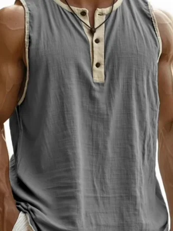 2026 Summer New Style Men's Pure Cotton Tank Top Sleeveless Fitness Casual Trendy Vest Breathable Sweat Absorbent Outerwear