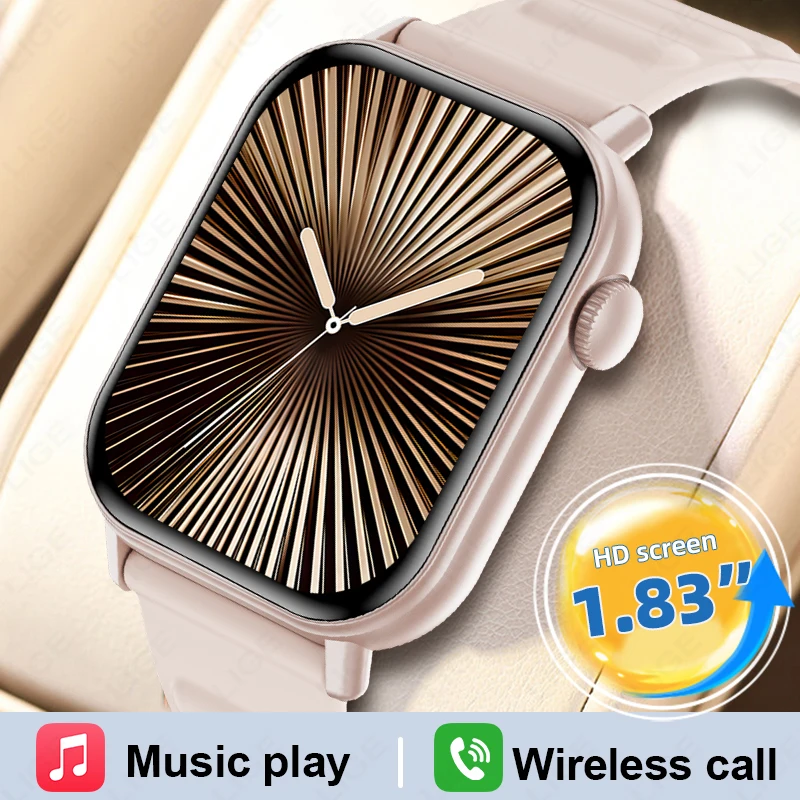 

LIGE модные умные часы с HD-экраном 1,83 дюйма для мужчин и женщин, голосовой помощник, Bluetooth-вызов, женские часы, монитор здоровья, женские умные часы