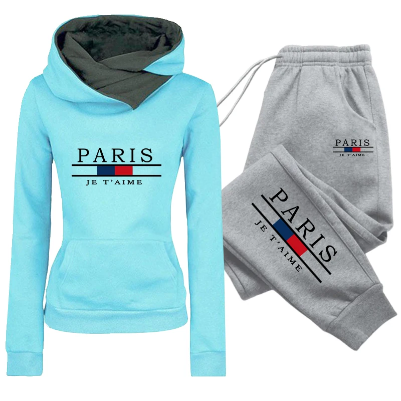 Damen-Set/Hoodie/Hose, Paris-Mode-Trainingsanzug, Kapuzenpullover, Jogginghose, Herbst-Winter, Damen, Alltag, Freizeit, Sport-Outfit – Detail 4