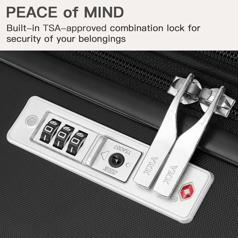 Mala rígida média de 24 polegadas com trava TSA, rodas giratórias expansíveis, preta