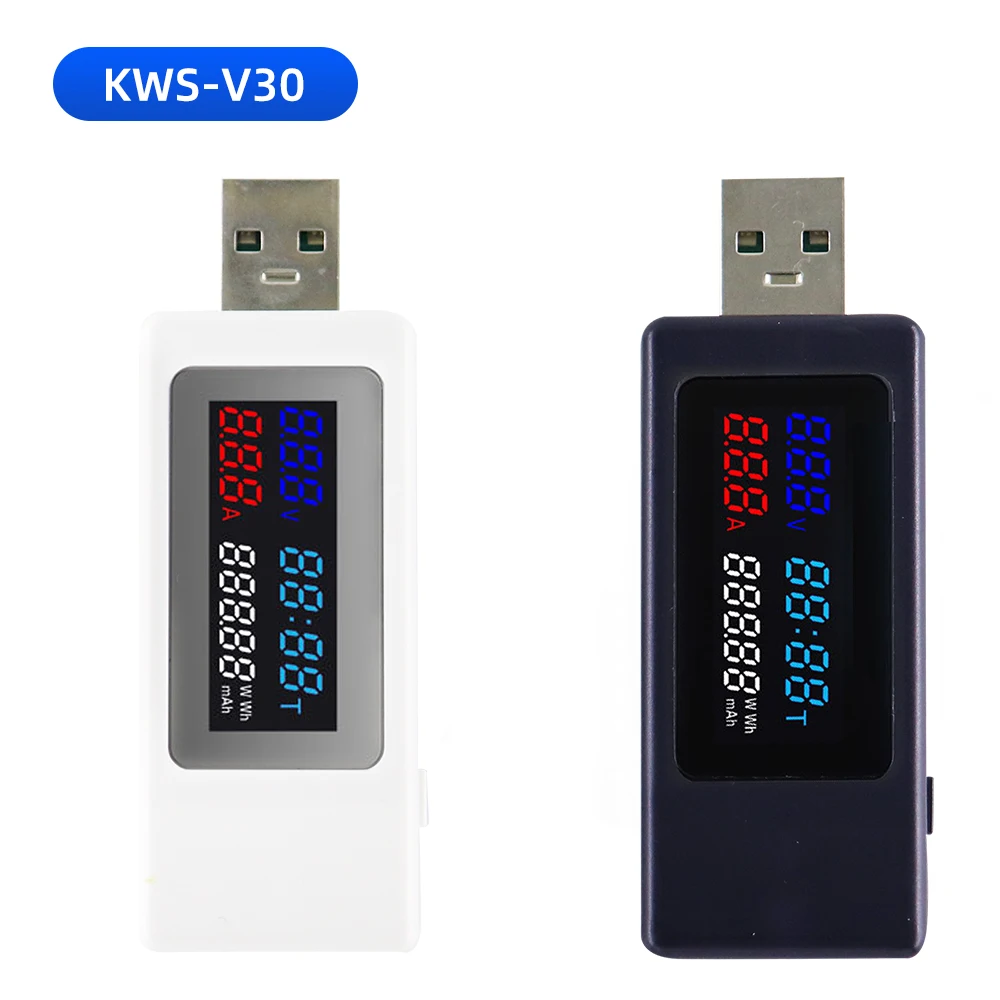 10 in 1 DC Type-C USB Tester Current 4-30V Voltage Meter Timing Ammeter Digital Monitor Cut-off Power Indicator Bank Charger