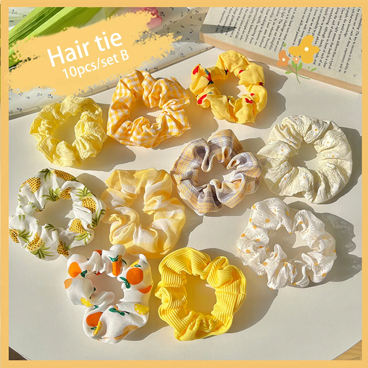 10PCS/SET Large intestine hair ring ins Korean women's high-end hair rubber band, simple temperament fat hair rope headdress view 4
