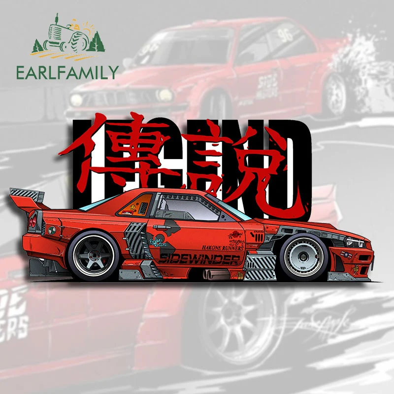 EARLFAMILY 13cm X 5.9cm for Legend Drift Car Stickers Cartoon Sunscreen Decals Car Label Scratch-Proof Bumper Caravan Decor