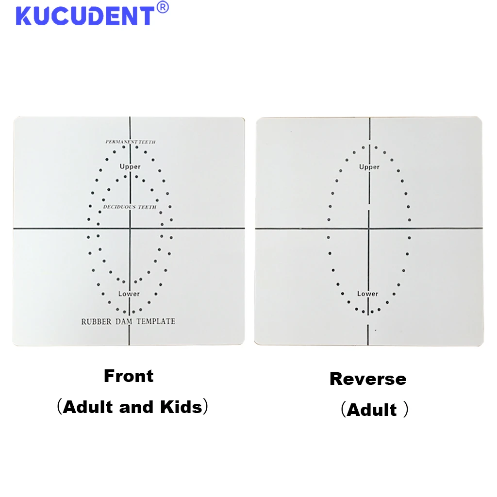 KUCUDEN1Pc Dental Rubber Dam Punch Hole Positioning Board Plastic Double Sided Punches Board Template Endodontic Punch Hole Tool