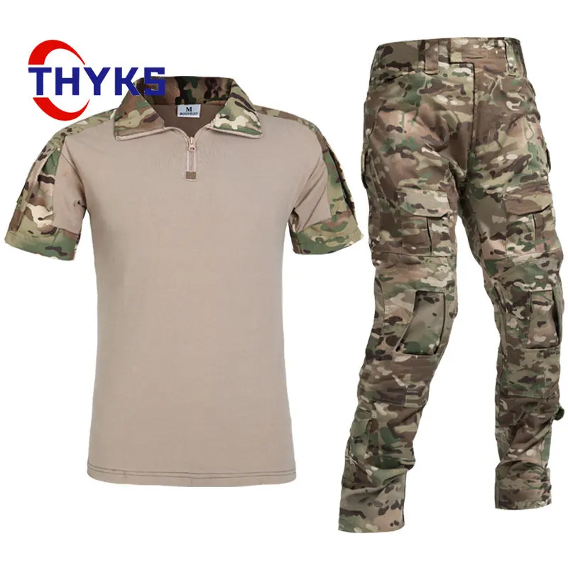 

Summer men Tactical Suits Camouflage T-Shirts Cargo Pants campingTravel Waterproof Pants Breathe Slimming Field Suit Outdoor