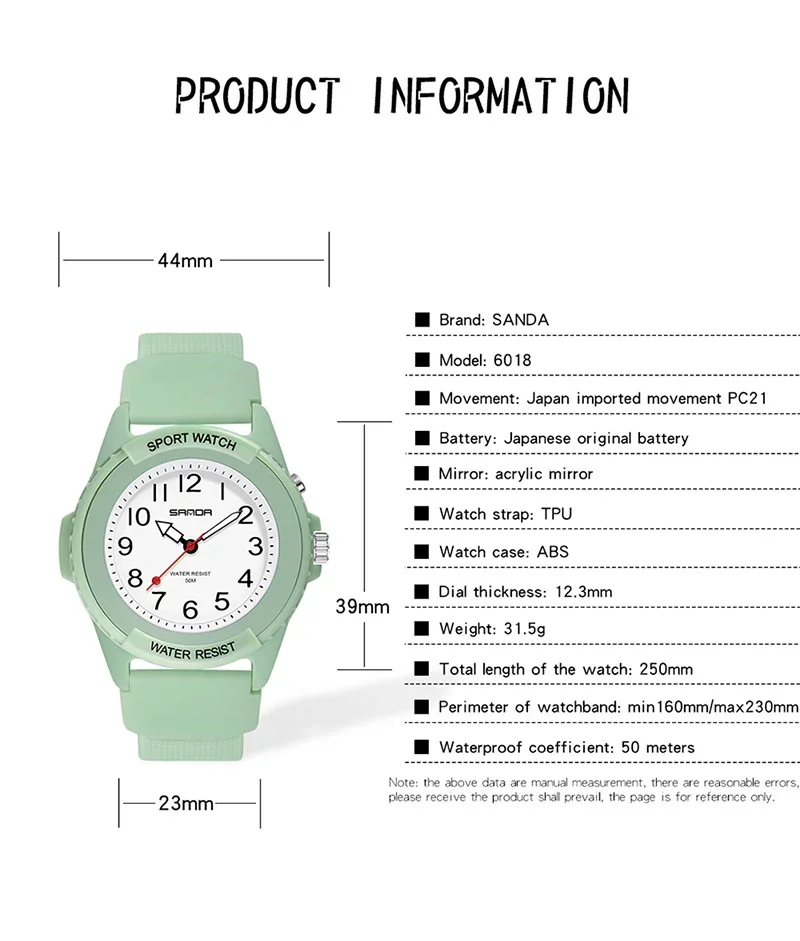 Sanda 6018 New Microcontroller Electronic Watch Outdoor Sports Fashion Nightlight Waterproof Male and Female Student Watches