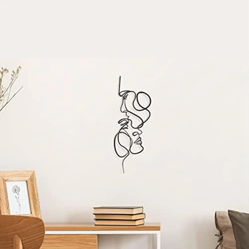 Kunst Metalen Muur Kunst Voor Slaapkamer Minimalistisch Ontwerp Wandsculpturen Decor Liefhebbers Kussen Lijn Kunstwerk Huis Badkamer Decor