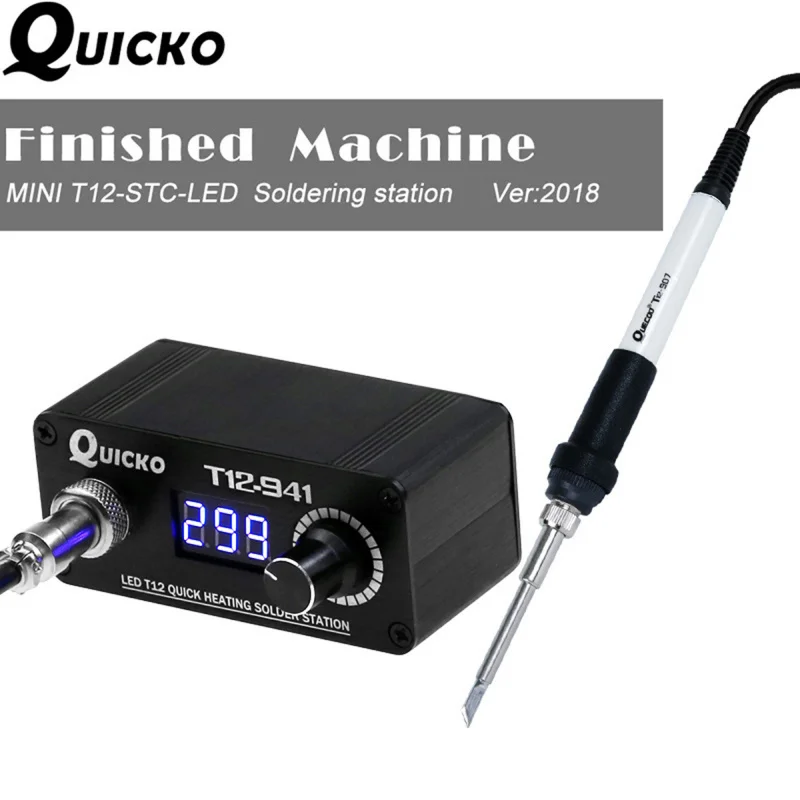 

New Version QUICKO MINI T12-941 LED Digital Soldering Iron Fast Heating 200-480°C DC Portable for DIY No Power Adapter
