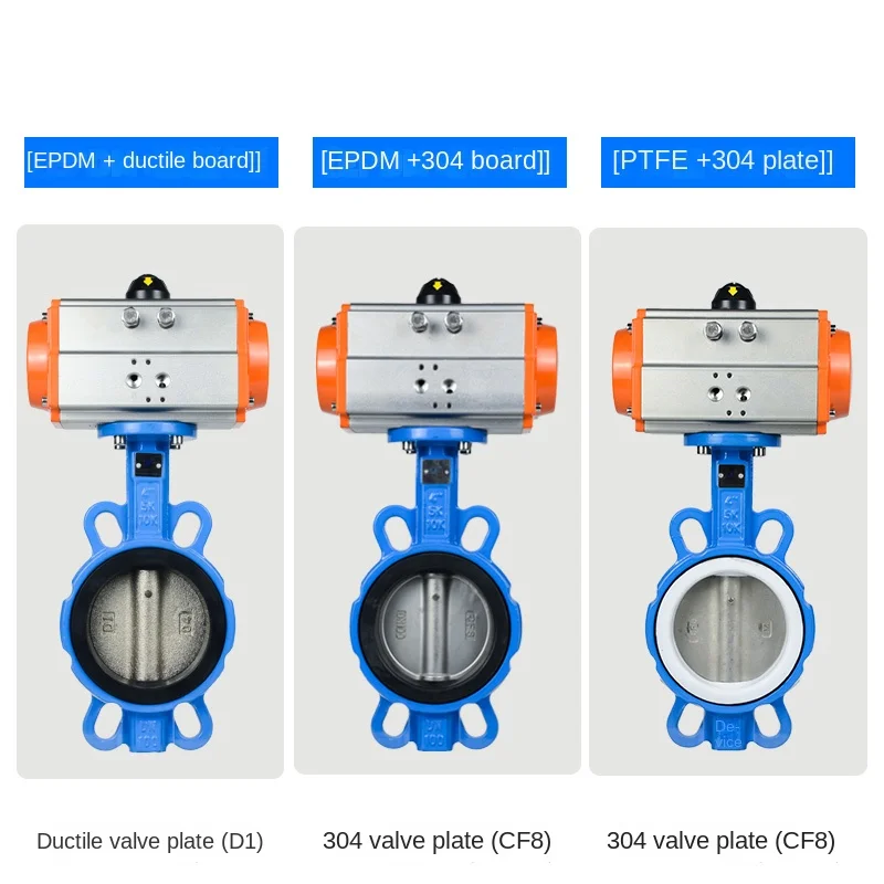 Pneumatic PTFE Butterfly Valve Wafer Type Soft Seal Temperature-Resistant Disc Valve Valve