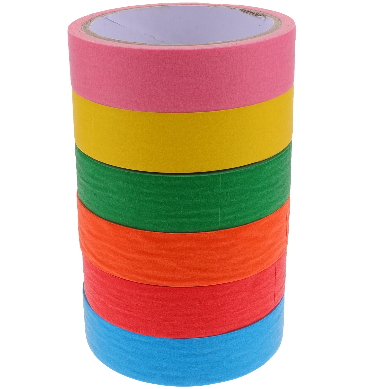 6 Rolls Rainbow Colored DIY Paper Tape Set Multi Functional Adhesive Washi Tape for Handcraft Scrapbook Gift Decoration