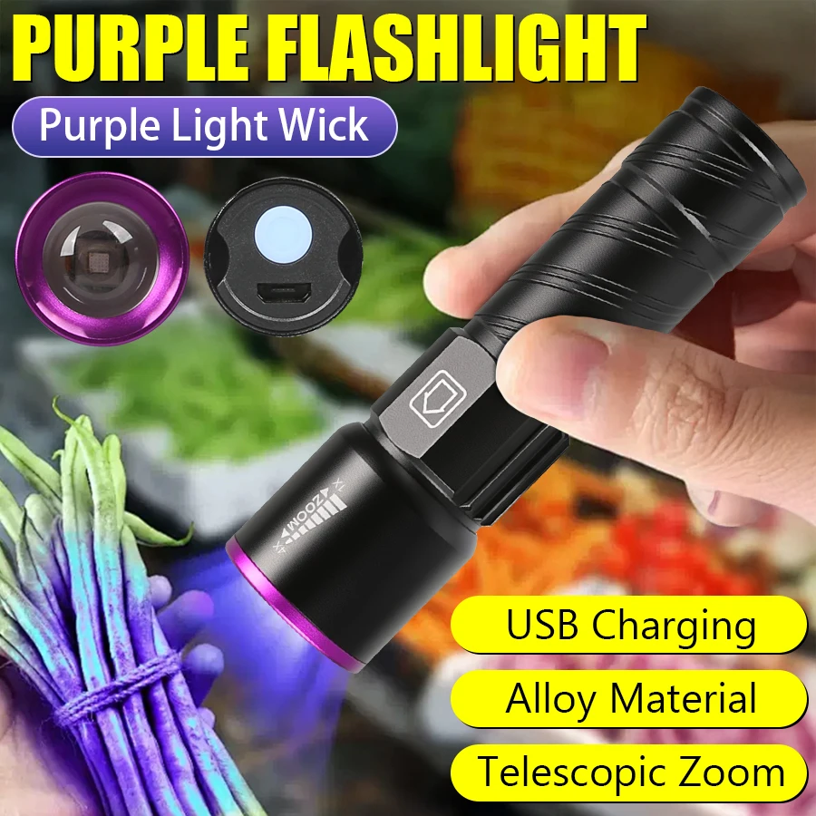 395NM الأشعة فوق البنفسجية مصباح يدوي قابلة للشحن الأشعة فوق البنفسجية الشعلة الحيوانات الأليفة البول العقرب الكاشف الأشعة فوق البنفسجية مصباح مكافحة التزييف فاتورة كاشف الختم #1