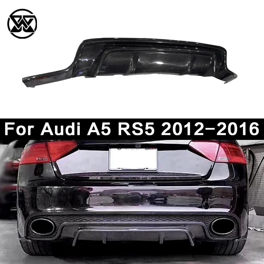 

For Audi RS5 Carbon Fiber Rear Bumper Diffuser Lip Splitter Exhaust Lower Guard Plate Spoiler Body Kit Car Accessories