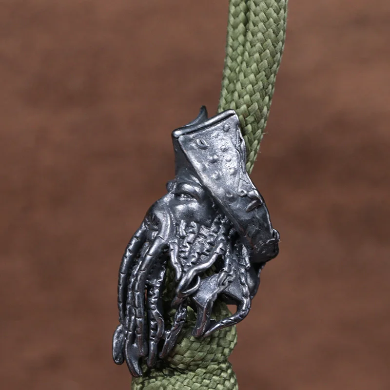 خرزات سكين نحاسية بوجه أخطبوط قرصان، أساور منسوجة يدوياً، إكسسوارات تعليق خارجية - 5