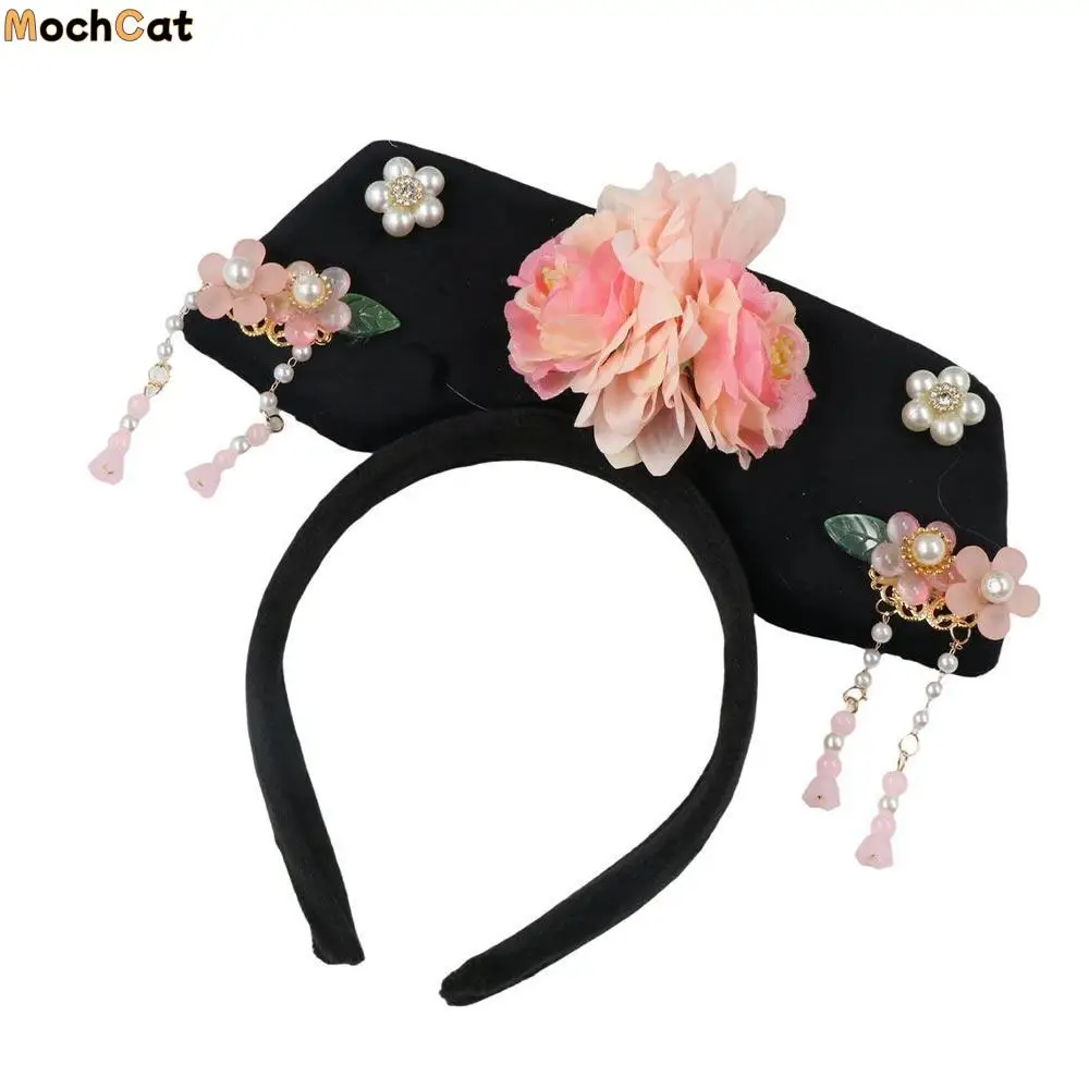 

Антикварный цветок в китайском стиле, головной убор с жемчужным бантом, повязка на голову в древнем стиле, головной убор ханьфу, антикварная повязка на голову, заколка для волос ханьфу, детская