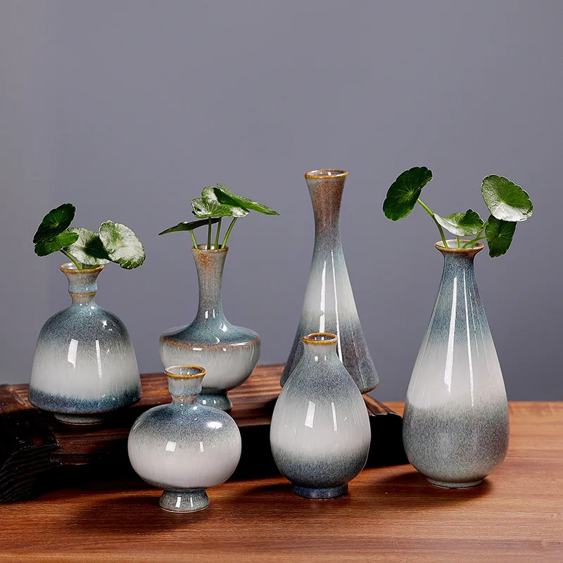 Modern Kiln Changed Gradient Ceramic Vase European Style Home Decor Ornament Hydroponic Plant Holder For Living Room Table