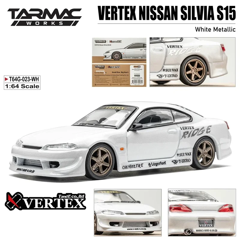 VERaler- Tarmac NOwn Silvia S15, jouet en alliage métallique blanc, véhicule à moteur, modèle en métal moulé sous pression, cadeaux, 1/64