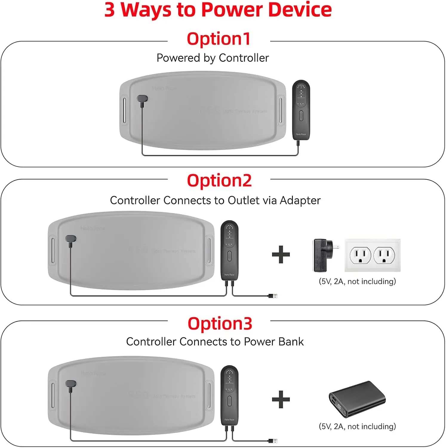 Hello Face L120 Cinturón de Terapia de Luz Roja para el Cuerpo Inalámbrico - Alivio del Dolor e Inflamación con Tela Suave y Transpirable