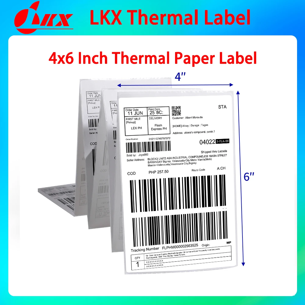 

Новые этикетки для доставки LKX 4 "X 6" Papel Adhesivo, настольные этикетки со штрих-кодом для принтера штрих-кодов, термопринтер этикеток