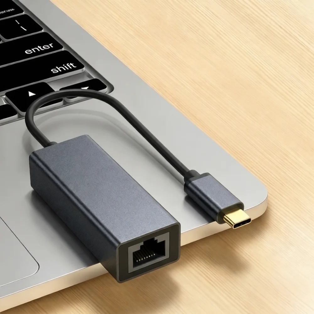 Type C To Gigabit Ethernet Adapter RJ45 Lan Network Card For Laptop Desktop Pc Wired Internet Connection Portable