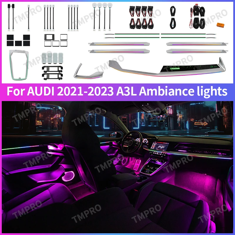 

Applicable for 2021-2024Audi A3L Car Ambient Lights Automotive Interior Decoration64 Colors LED Safety assistance systems