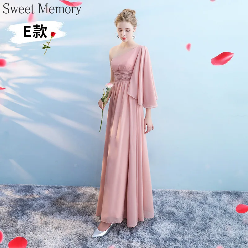 Abiti da damigella d'onore in Chiffon rosa grigio su misura abito da donna elegante Mariage Princess Vestido abito da sera formale lungo