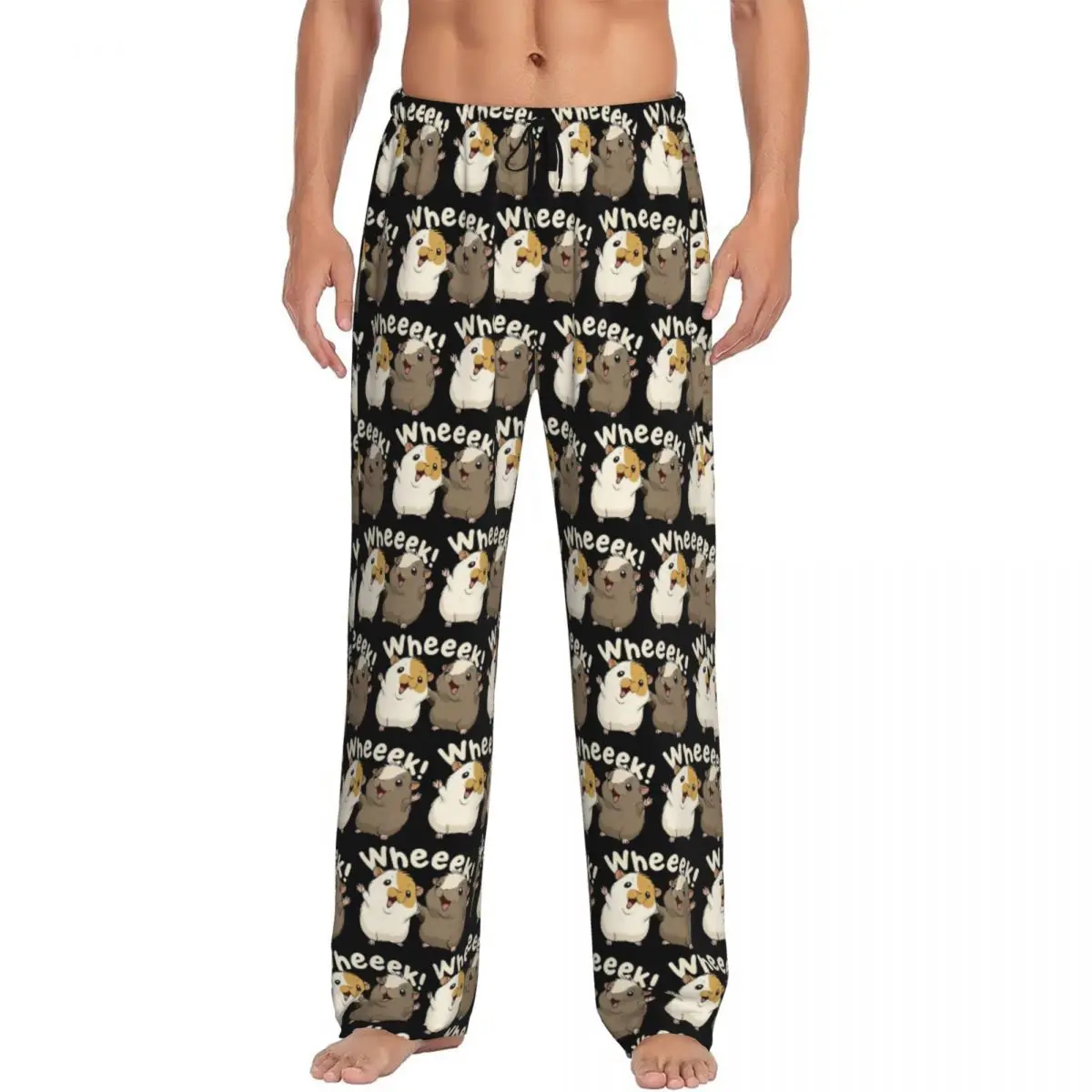 

Изготовленные на заказ пижамные штаны Happy Guinea Pig, мужская одежда для сна, штаны для сна с карманами